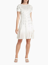 Reem Acra Crystal-Embellished Fit Flare Dress