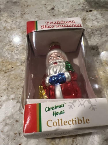 Glass Ornament - "SANTA" - by Christmas House - Collectible New in Box - Picture 3 of 11