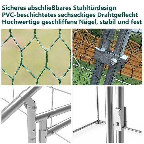 Hühnerstall Stall Hühnerhaus Dreieckiges Dach/gewölbtes Dach DIY 6/9/12/18/24m² - Bild 6 von 16