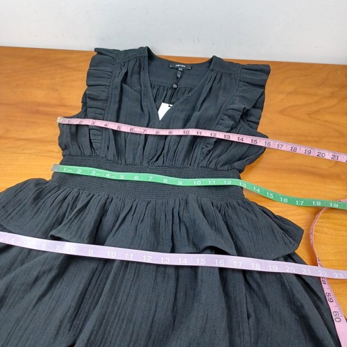 ME+EM Cheesecloth Fit And Flare Short Dress Size 6 In Black Cotton Smock Waist - Picture 14 of 15
