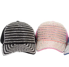 Sequins / Faux Pearl Denim Hat Pink hat and Black Hat - total 2 hat