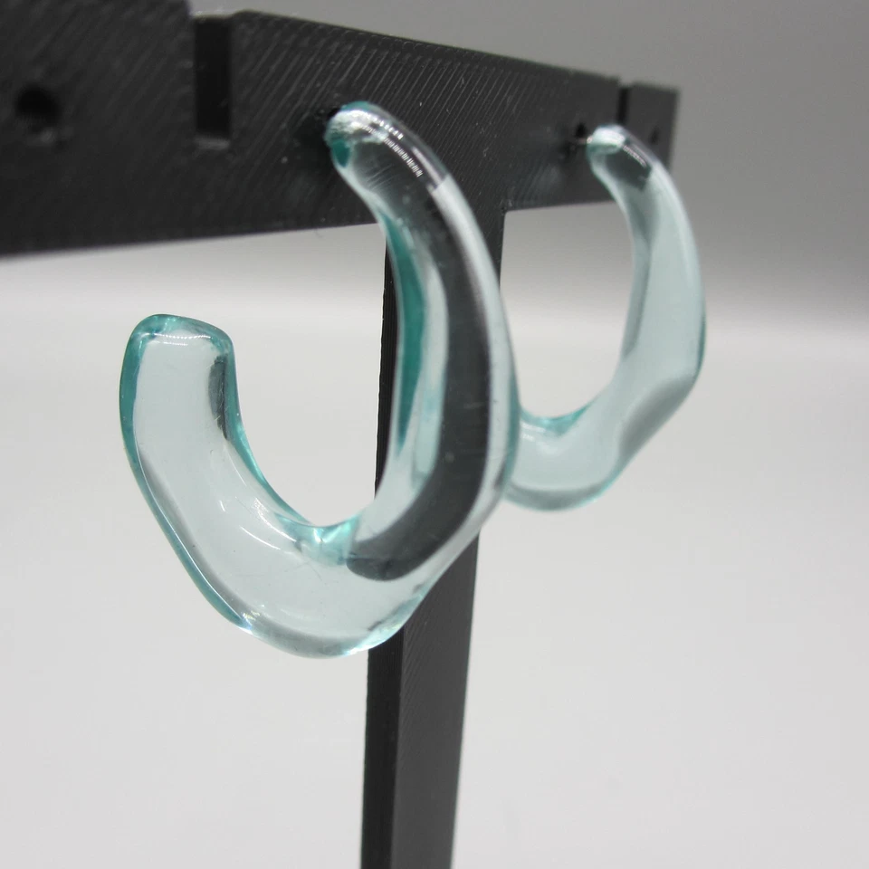 Pendientes Lucite vintage aro translúcido azul aguamarina poste para orejas perforadas Foto 2 de 4