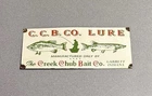 VINTAGE 14” CREEK CHUB BAIT LURE FISH BOAT PORCELAIN SIGN CAR GAS OIL MOTORCYCLE