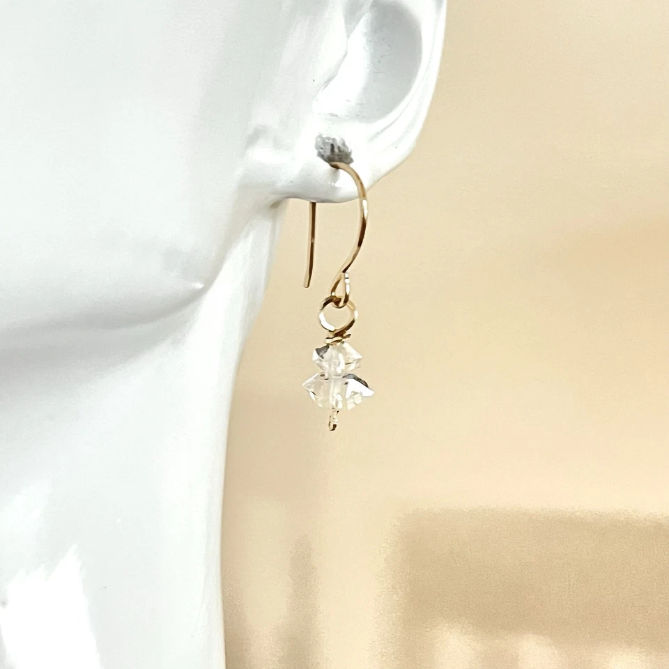 Herkimer 14K Gold Filled "Diamond" Quartz Drop Earrings Diamond Dangles - Image 2 of 4