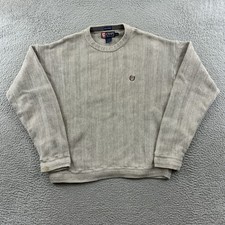Vintage Chaps Ralph Lauren Sweater Mens Large Biege Herringbone Chunky Knit
