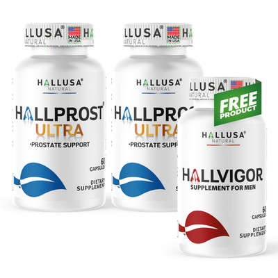 HALLPROST ULTRA + Free HALLVIGOR Prostate Support & Libido Booster, 180 Capsules