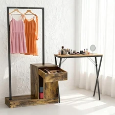 LIGHTDOT - 2 in 1 Vanity Desk with Hanging Rack