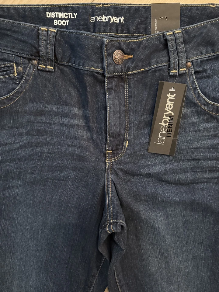 Pantalones de mezclilla Lane Bryant para mujer azules bootcut 18 ALTOS algodón elástico nuevos con etiquetas Foto 4 de 4