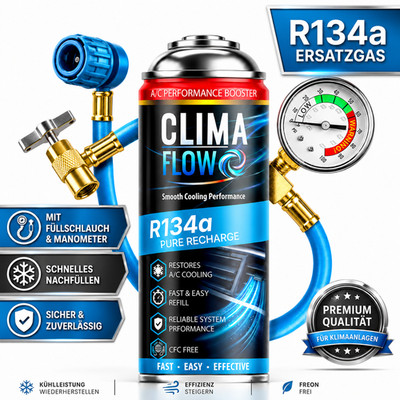 Kältemittel Clima Flow R134a Ersatzgas Klimaanlage Nachfüllset Klima Auto/KFZ AC