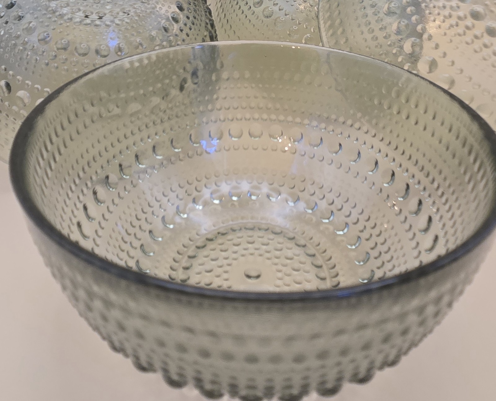 6 Clear Glass Cereal Bowls in Juniper Sage Light Green