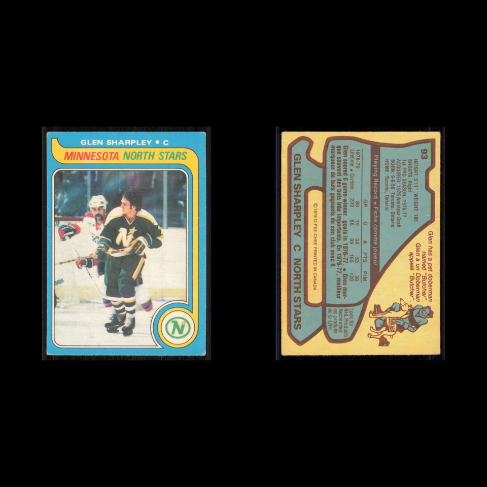 Glen Sharpley #93 1979 O-Pee-Chee Minnesota North Stars Hockey Card NHL EX - Image 3 of 3