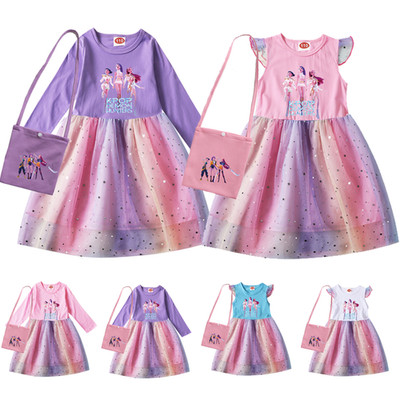 Kinder Mädchen K-Pop Dämonenjäger Party Cosplay Tutu-Kleid Tasche Kostüm Outfits