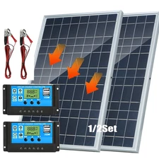 30W Solar Panel 12V Solar Battery Trickle Charger 100A W/ Controller Maintainer