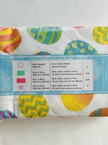 NEW Vinyl Tablecloth Pastel Easter Eggs 52x70” - Picture 2 of 2