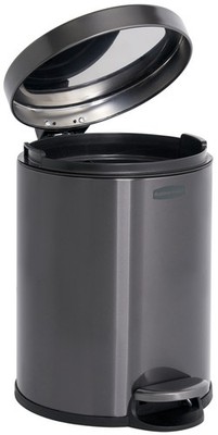 Rubbermaid Tret-Abfalleimer rund 6 Liter dunkelgrau aus Edelstahl