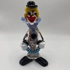 Vintage Murano Venetian Art Glass Clown Figurine Hand Blown Italian Decor