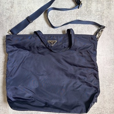 Prada Vela Baltico Nylon Shopping Tote Travel Bag Crossbody BN2894 Blue