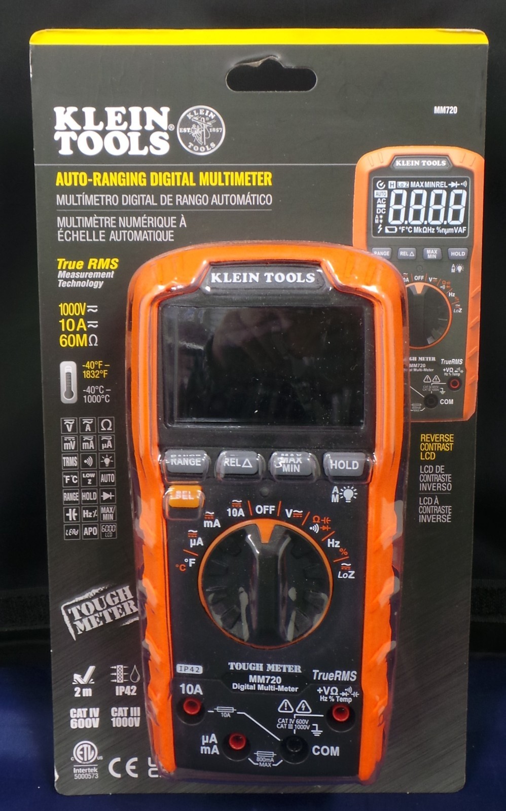 Klein Tools MM720 Digital Multimeter TRMS Auto-Ranging 1000V Temp BRAND NEW