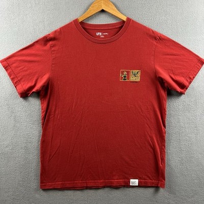 Keith Haring Uniqlo Shirt Mens Large Red NYC 1982 First Exhibition Art Tee UT