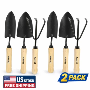 2pk Ensemble d'outils de jardin en bois de poignée d'Anvil 3-Piece Transplantateur et cultivateur de truies