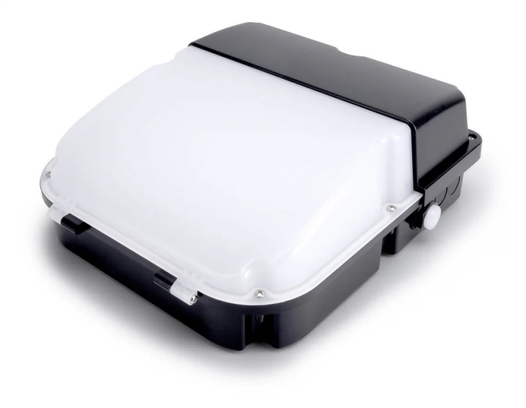 Bulkhead Light Black Outdoor Slim Wall Pack With Dusk-Dawn Sensor Selectable