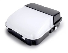 Bulkhead Light Black Outdoor Slim Wall Pack With Dusk-Dawn Sensor Selectable