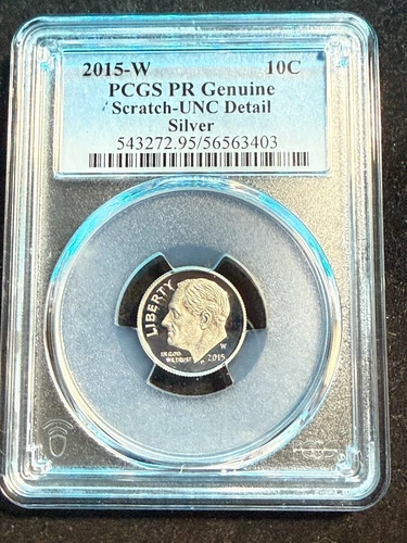 2015 W ROOSEVELT DIME SILVER PCGS PR GENUINE SCRATCH UNC DETAIL 403