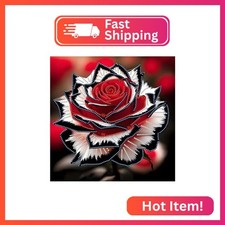 Diamond Art Special Shape, Vibrant Red White Rose 5D Diamond Painting Kit