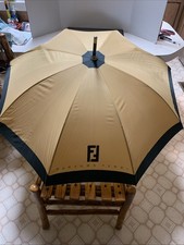VINTAGE FENDI PARFUMS UMBRELLA BLACK and GOLD NYLON FULL SIZE
