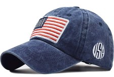 Mealah Men's American-Flag Baseball-Cap Embroidery - Washed One Size, Navy