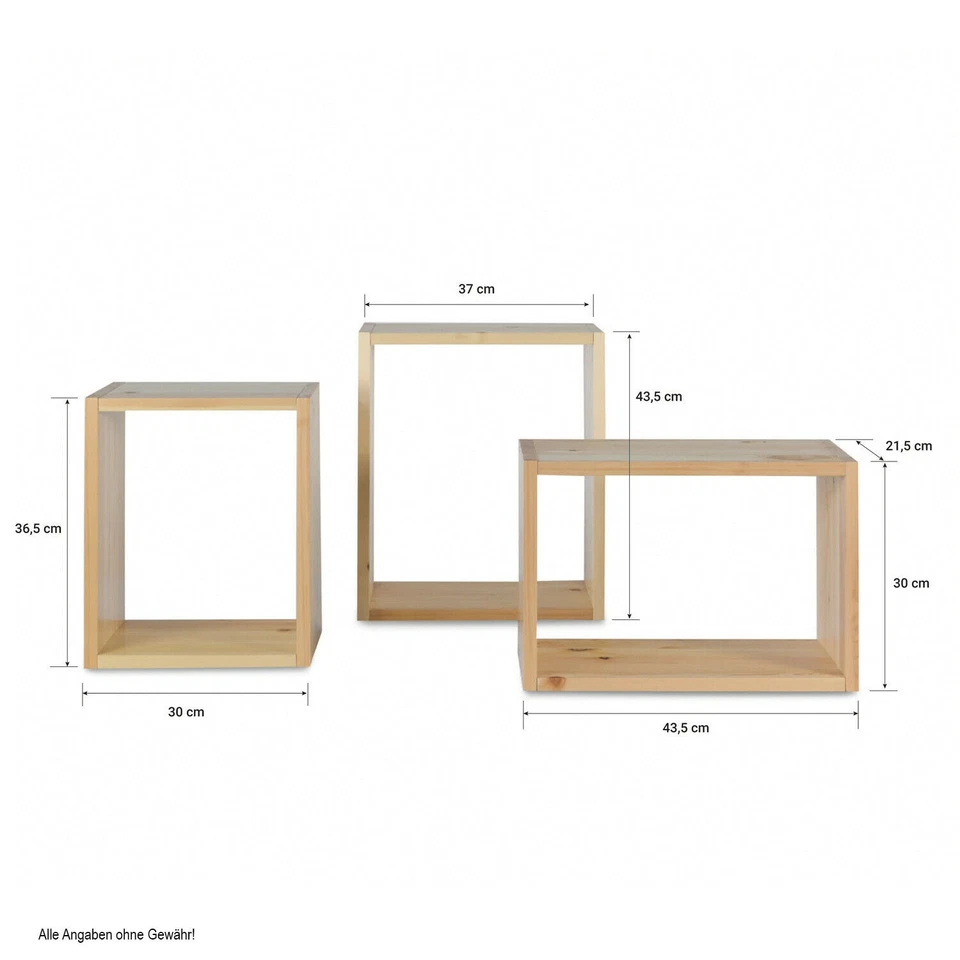 Regal 3er Set Wandregal Bücherregal Hängeregal Holzregal Holz Natur Homestyle4u - Bild 4 von 4