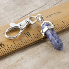 Boho Chic Denim Lapis Clip-On Keychain - Gemstone Bag Accessory