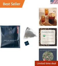 Organic English Breakfast Tea - Energizing 50 Sachet Bags for Hot/Iced Tea