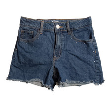 Art Class Girls Size L Blue Pockets Studs Zip/Button Denim Shorts FREE S H