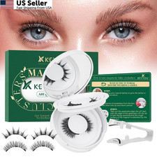 KEYYOU Daily Wear Reusable Magnetic Eyelashes No Glue Needed 2 Pair Black