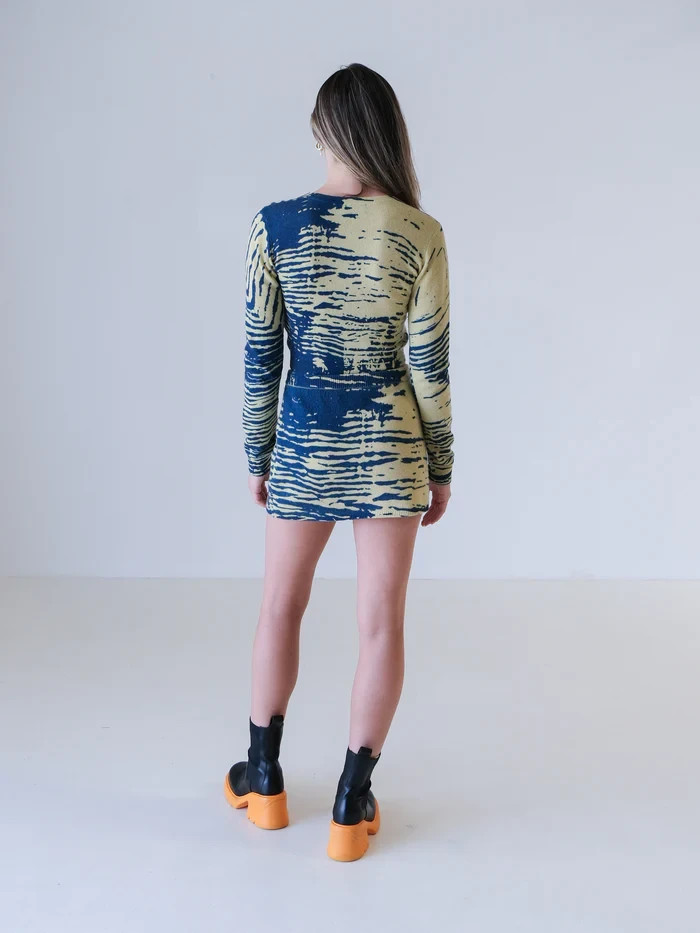 Nagnata Navy/Sand 'Mirage' Knit Mini Skirt, Size XS / AU 6, RRP: $320.00 image 4
