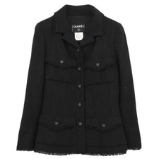 Chanel Single Breasted Jacket Black 03A #34 178065