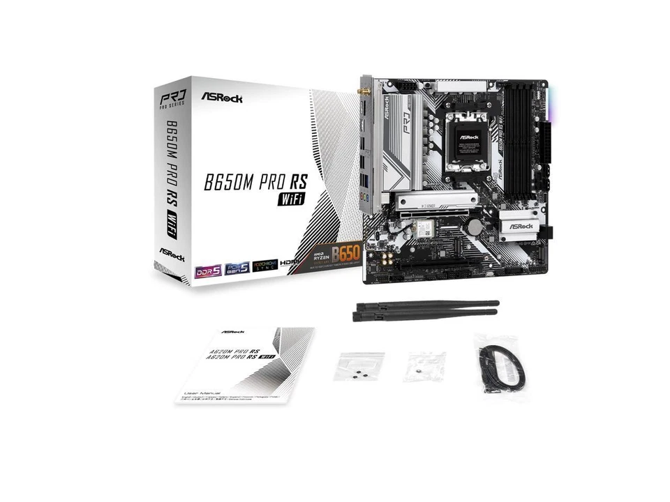 ASRock B650M Pro RS WiFi AM5 AMD B650 Micro ATX Motherboard - Image 2 of 4