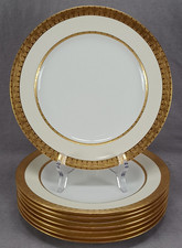 Set of 8 Minton Tiffany Gold Encrusted  Ivory Border 9 Inch Plates C. 1916