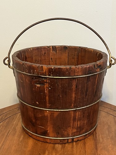 Early Antique Primitive Brimfield Antique Show Wooden Bucket Original Signed - Picture 4 of 12