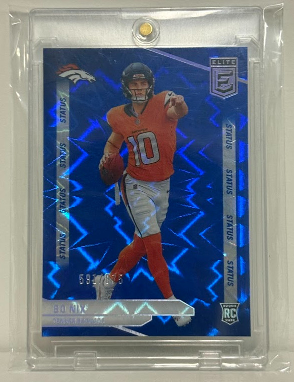 2024 Panini Donruss Elite Bo Nix #175 Status Explosion Blue Foil 662/875 Broncos