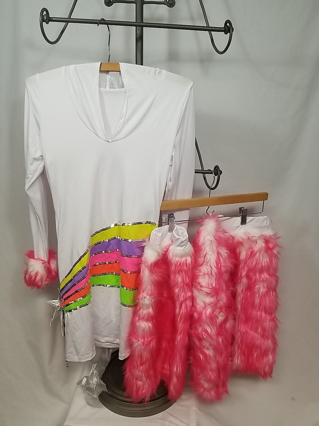Fiesta Rey Para Mujer Blanco Arco Iris Unicornio Halloween Disfraz Body Con Estilo Pequeño