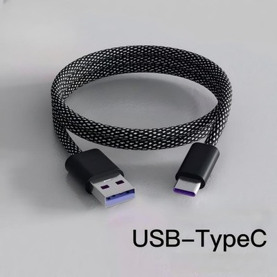 Magnetic 65W Fast Charging Cable USB to Type-C Nylon Braided Self-Coiled 3ft
