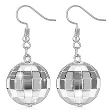 Disco Ball Earrings for Women 70s Mirrorball Silver Ball Earrings Women Disco Ac