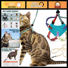 Escape Proof Cat Harness and Leash Set - Adjustable, Multicolor, XL Size