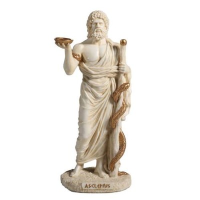 Asklepios Gott der Medizin und Mediziner gebunden Marmor Polyresin Statue 6,5 Zoll