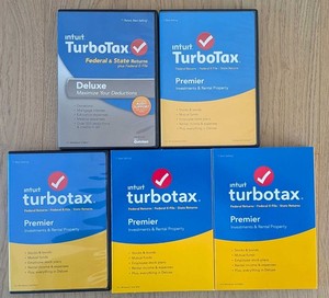 TurboTax Lot of 5 CDs: Premier 2015-2018 plus TurboTax Deluxe 2013 (Windows/Mac)