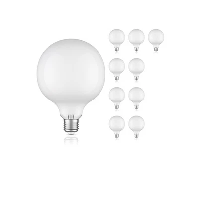 10x E27 Ampoule LED G125 blanc chaud (2700 K) 4 W 550lm verre dépoli extra mat - Photo 1/4