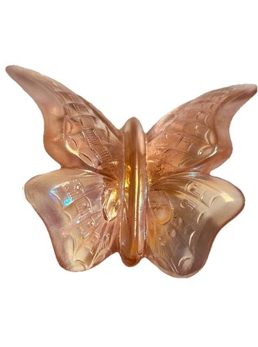 VTG 1980’s Fenton Art Glass Iridescent Pink Butterfly Figurine Paperweight