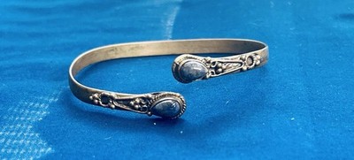 Vergoldeter Armreif Armband Boho Retro Hippie unmarkiert, Vintage, Lapis?